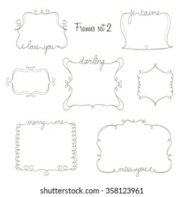 set of doodle frames with love,miss,marry message
