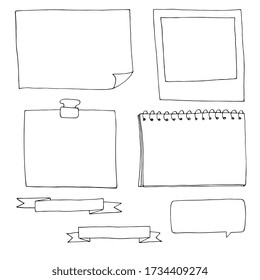 set of doodle frames for organizing diary entries cartoon style