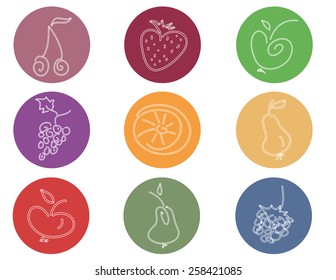 set of doodle fruit icons