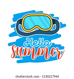 Set of doodle fun summer holidays cards design. Hello summer hand drawn style vector illustration