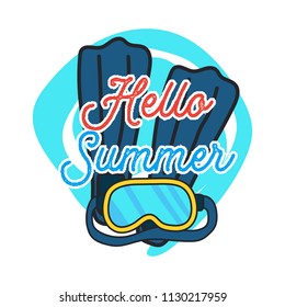 Set of doodle fun summer holidays cards design. Hello summer hand drawn style vector illustration
