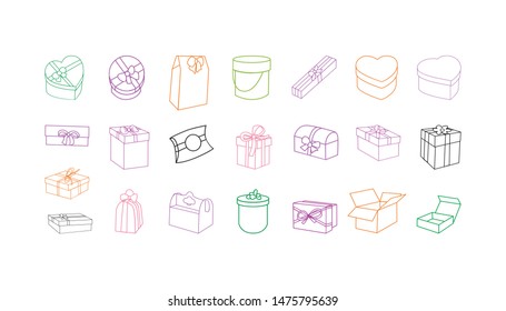 set of doodle gift boxes on white background