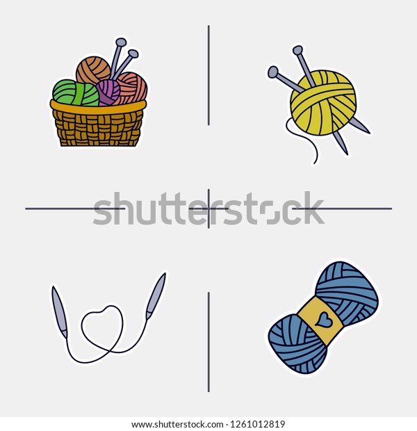 Set Doodle Hand Draw Color Bages Stock Vector Royalty Free