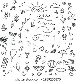 set doodle hand draw line