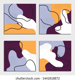 Set of doodle hand drawn card templates in memphis style
