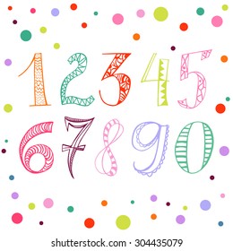 set of Doodle hand drawn funny numbers - vector illustration