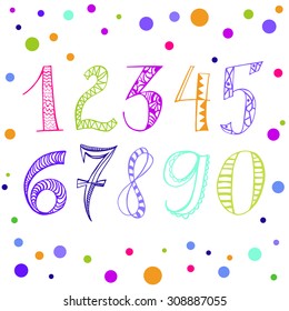 set of Doodle hand drawn funny numbers - vector illustration