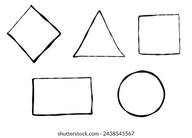 Conjunto de formas geométricas dibujadas a mano de garabato. Colección de elementos de diseño plantilla para su proyecto Colección de formas geométricas de medio tono retro y minimalista vector aisladas sobre fondo blanco.