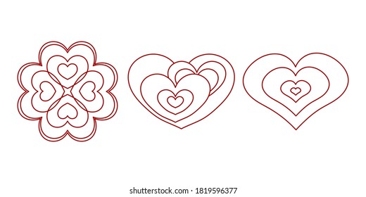 Set of doodle hand drawn heart isolated on white background. Vector stock illustration for your graphic design.