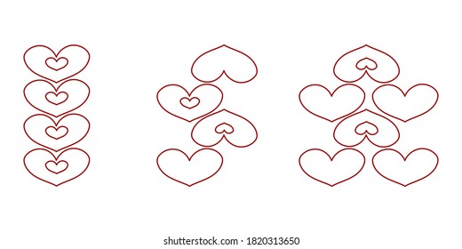Set of doodle hand drawn heart isolated on white background. Vector stock illustration for your graphic design.