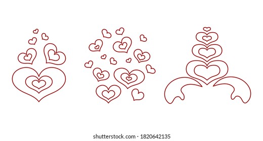 Set of doodle hand drawn heart isolated on white background. Vector stock illustration for your graphic design.