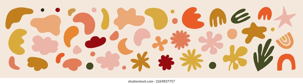 Set of doodle hand drawn organic shapes