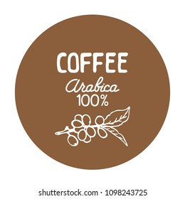 Set of doodle hand drawn sketches, coffee branches isolated on white background. Design elements for cafe menu, stickers and magnets.