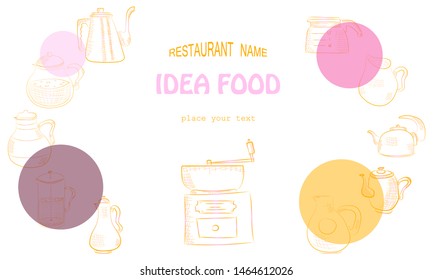 Set of doodle hand drawn sketches isolated on chalkboard background. Design elements for cafe menu or coffee shop.