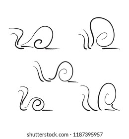 Set of doodle hand drawn snails.