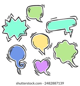 Set Doodle Hand Drawn Speech Bubble Vector Element Collection.