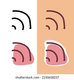 Set of doodle hand drawn wi-fi icons on the white and pink colors on the peach and white background for web, stickers and design