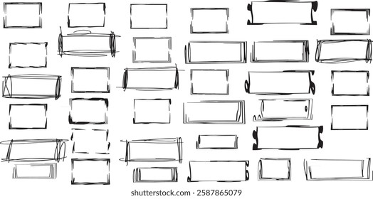 Set of doodle handdrawn highlight rectangles.