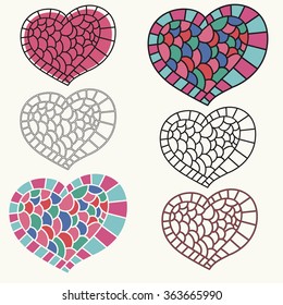 Set of doodle heart isolated on white background. Vector illustration.
