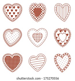 Set of doodle hearts