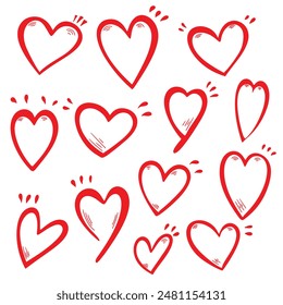 Set of doodle hearts isolated on white background.EPS10