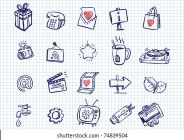 set of doodle icons