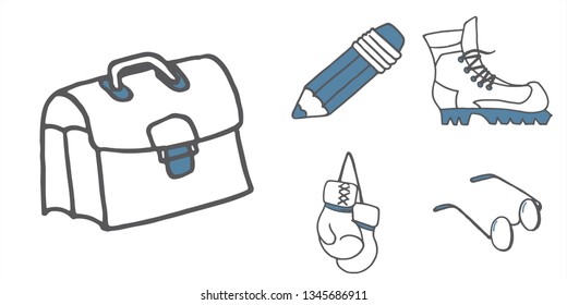 Set of doodle icons. Vector illustration