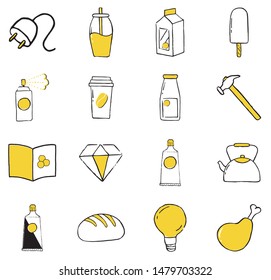 Set of doodle icons. Vector illustration