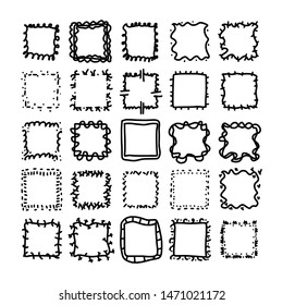 Set of doodle illustration. Hand drawn square shapes icons. Vector collection.