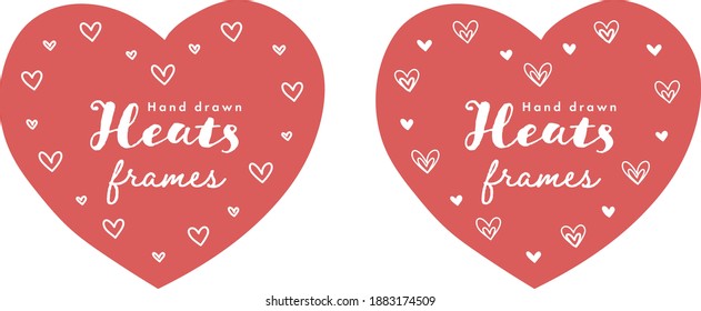 Set of doodle illustrations with cute heart-shaped frame