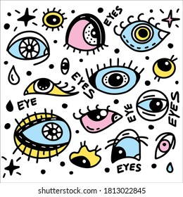 ilustración vectorial de un ojo. Doodles oculares