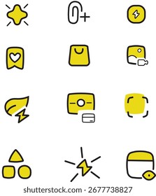 Un conjunto de ilustraciones de doodle. Las ilustraciones tienen Elementos de doodles.