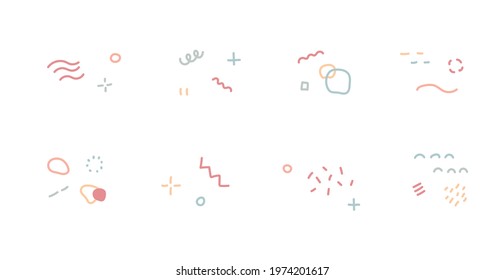 A set of doodle illustrations of Scandinavian designs and geometric patterns and decorations.