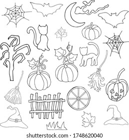 Set of doodle images for Halloween. Vector hand draw  Illustration EPS10