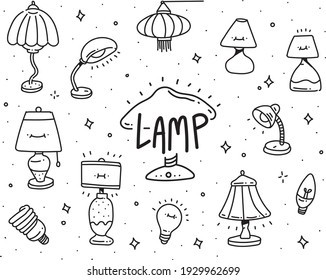 Set of doodle lamp . lamp doodle style
