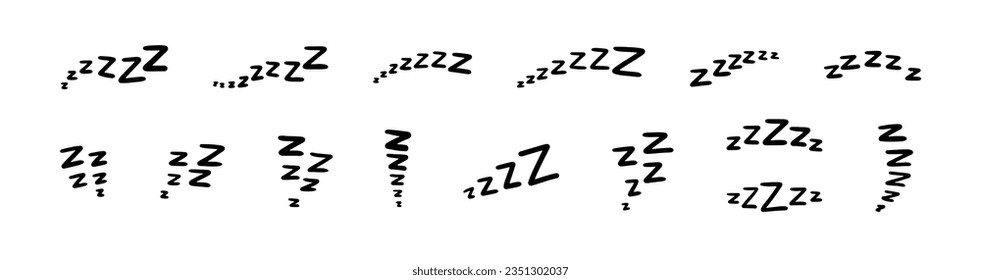 A set of doodle lettering zzz's. Illustration of sniffing, sleeping, snoring. Vector illustration drawn by hand. 