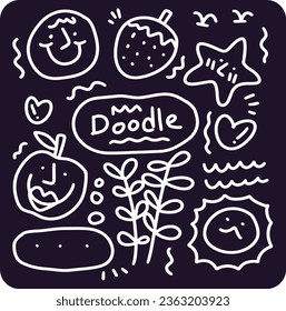set of doodle line design.