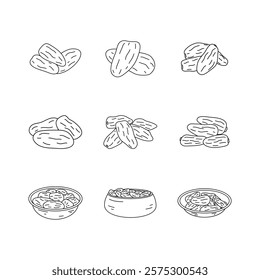 Set of Doodle line Ramadan Dates Fruit