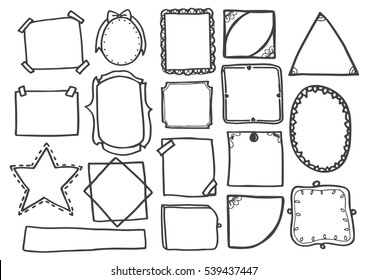 Set of doodle lines hand drawn frames vector illustration