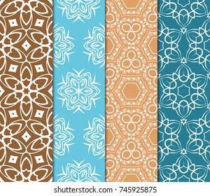 set of Doodle Lines Seamless Pattern. Floral style. vector illustration