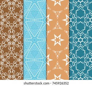 set of Doodle Lines Seamless Pattern. Floral style. vector illustration