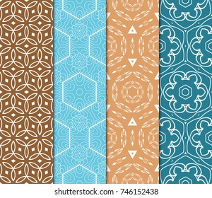 set of Doodle Lines Seamless Pattern. Floral style. vector illustration