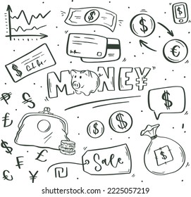 Set of doodle money symbol vector illustration