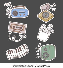 Set of doodle music stickers