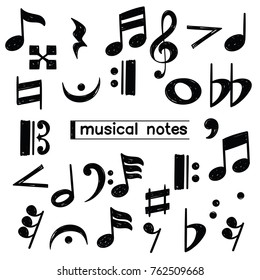 Set of Doodle musical note symbol sketch