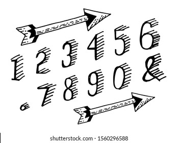 Set of Doodle Number Vector. sketch style figures, vector illustrations