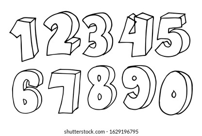 Set of Doodle Number Vector. sketch style figures, vector illustrations