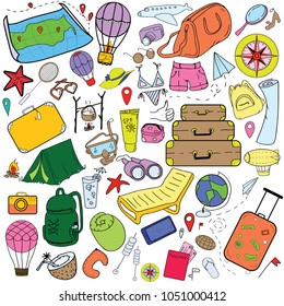 set of Doodle on the theme of travel.