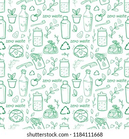 set of doodle on the theme of zero waste. Seamless pattern.