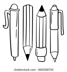 Conjunto de lápices y plumas de doodle
